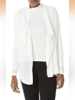 Spicy Sardia NWOT Lightweight Open-Front White Women's Cardigan Sweater